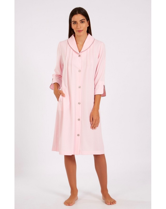 Piqué, Woman Dressing Gown Buttons Summer