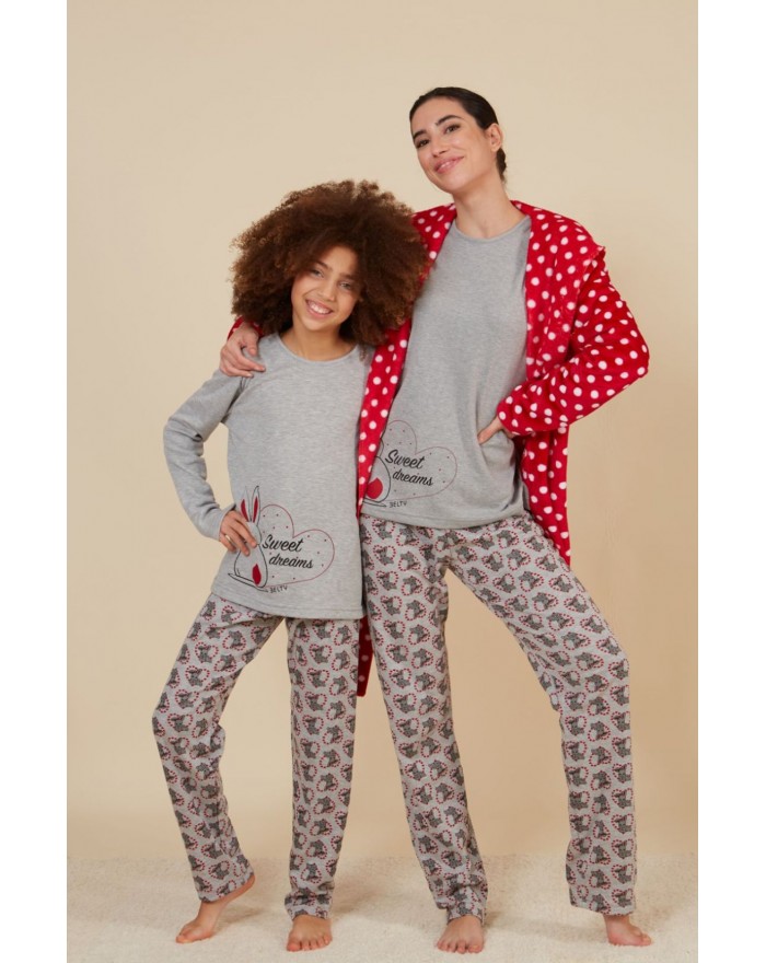 Women's pyjamas with bunnies and hearts 
