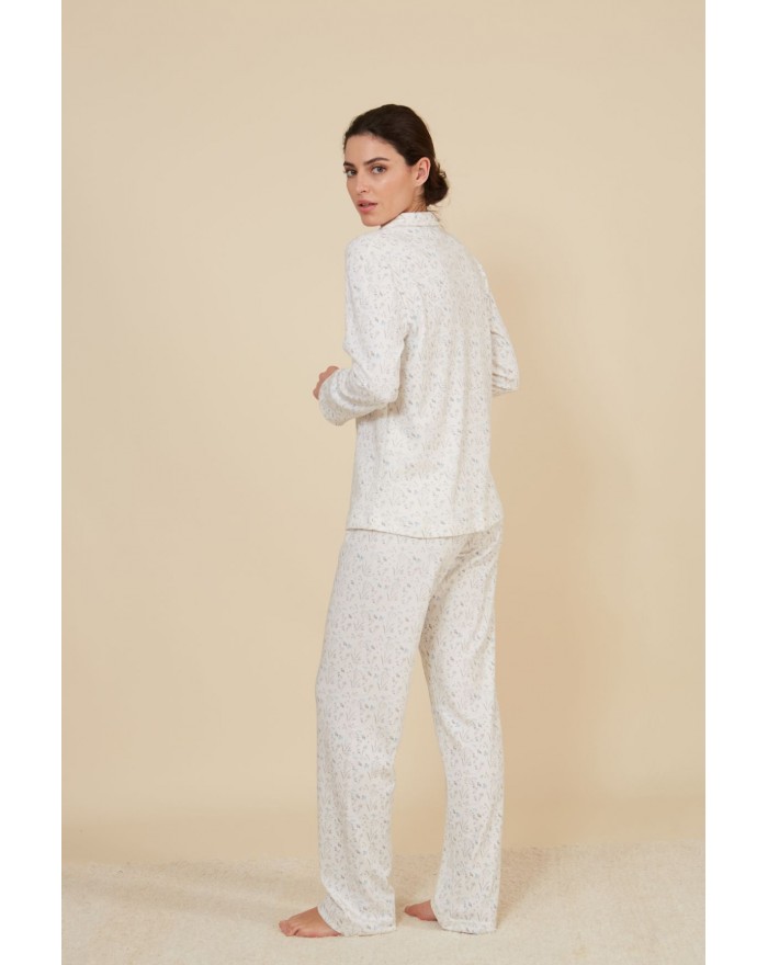 Pijama de mulher 100% algodão aberto de flores 
