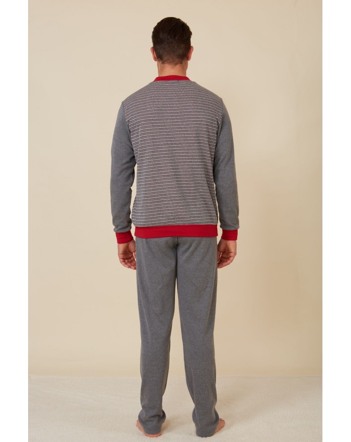 Pijama de homem jacquard losangos com punhos 