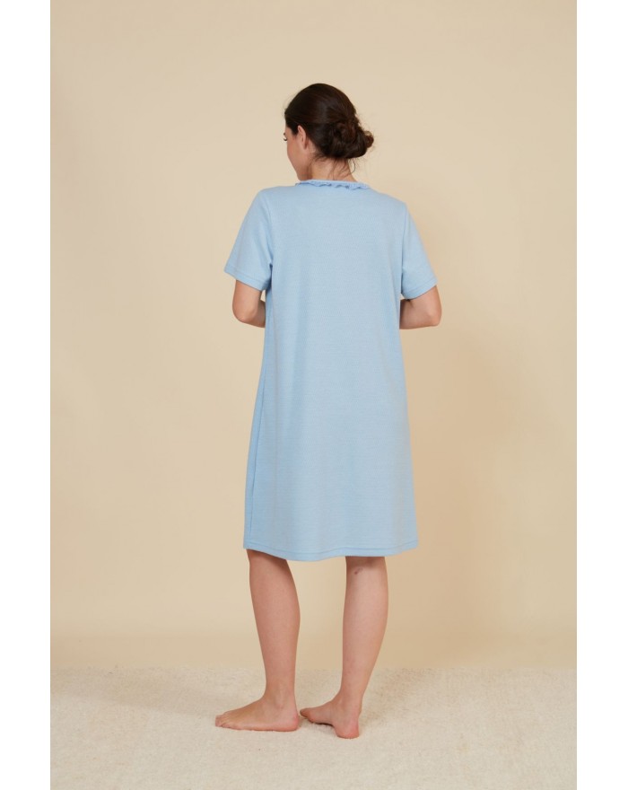Camisa de noite de mulher jacquard de manga curta 