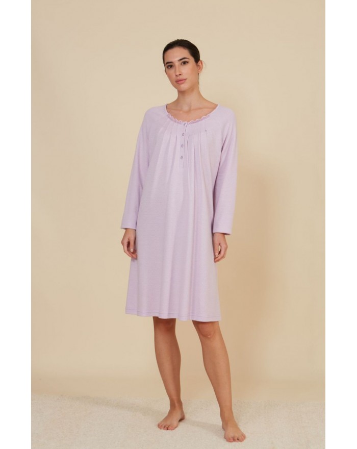 Women's jaquard nightdress with buttons 