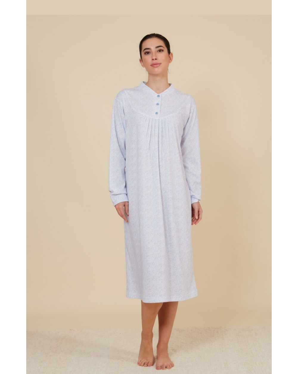 Women's nightdress with liberty print with capacete 