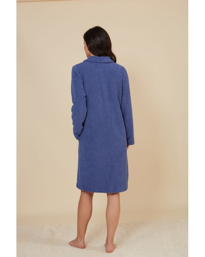 Women's terry dressing gown with front pockets 