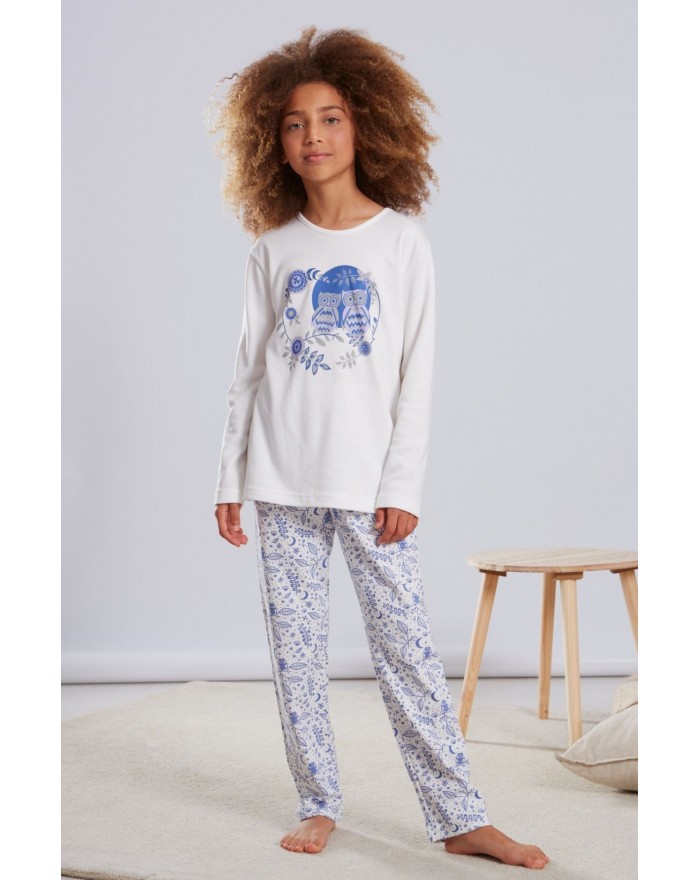 Pijama de niña con búhos 100% algodón