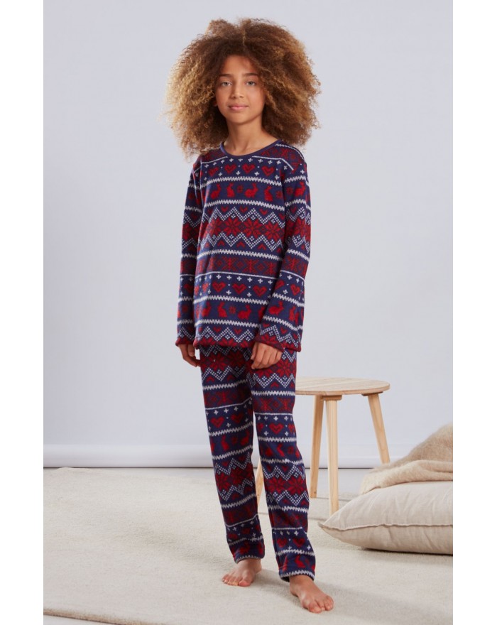 Pijama de niña estampado greca
