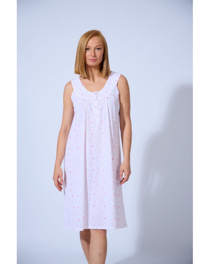Nightgown Woman Flowers Knitted Silk Strap