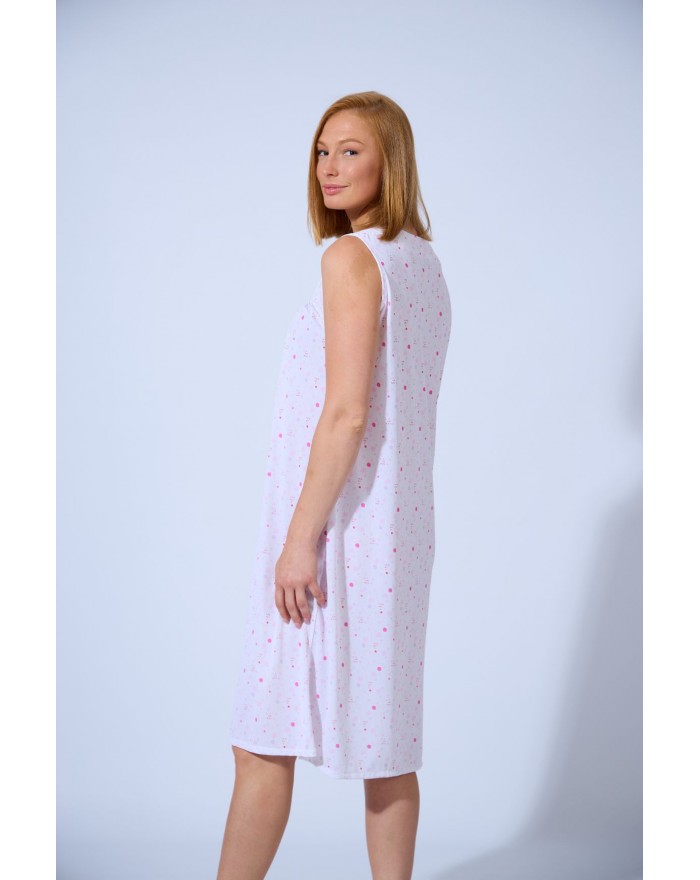 Nightgown Woman Flowers Knitted Silk Strap
